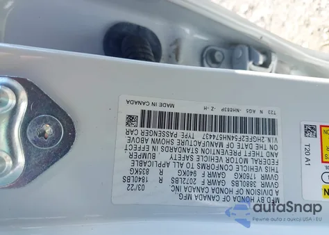 2022 Honda Civic Sport from USA, damaged, VIN 2HGFE2F54NH574437